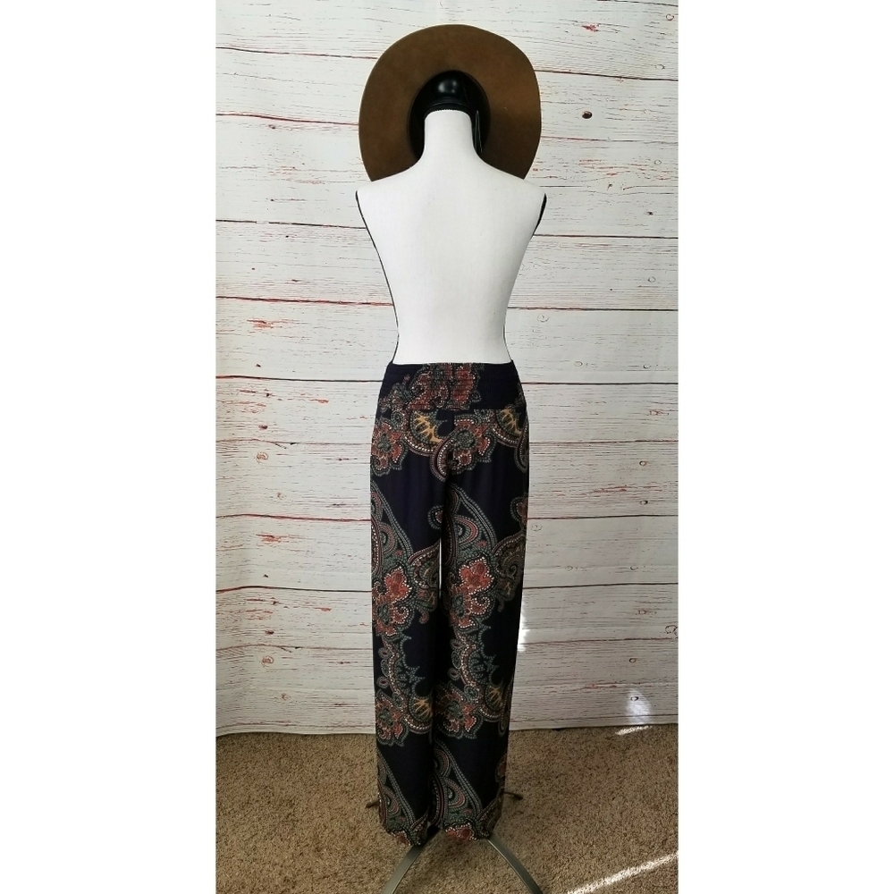 JOY HAN // high waist silky paisley wide leg pants - Picture 10 of 16